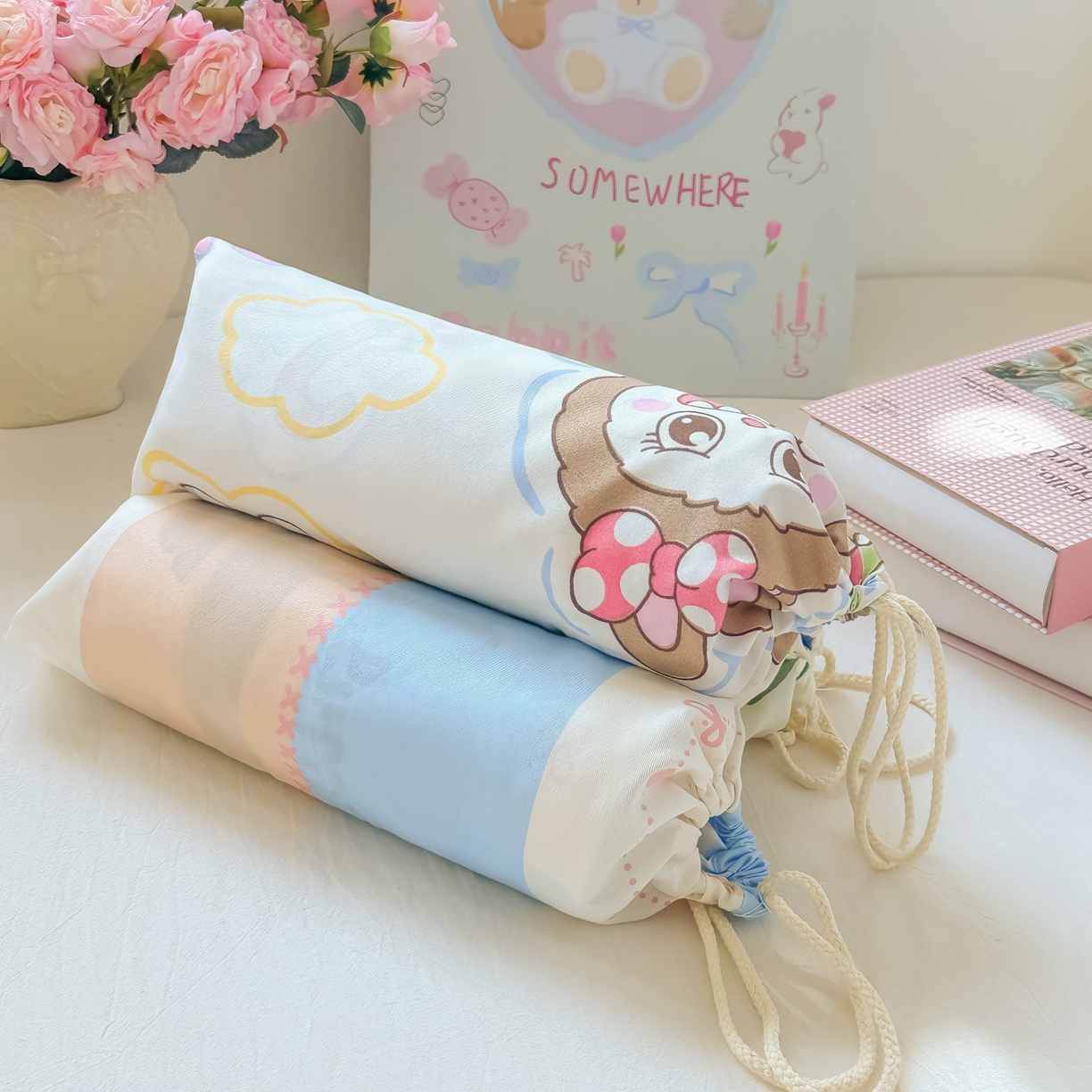 91家纺网 家纺一手货源 找家纺 柒星睡袋 2025新款新升级mini收纳袋印花系列隔脏睡袋 （小号只做丝恋，海军小狗，黄油小熊）组合图仅供展示不可下单