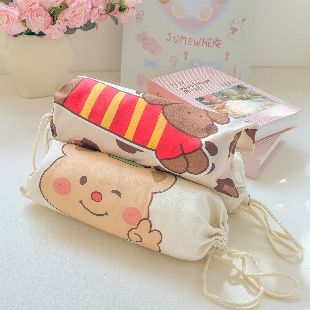 91家纺网 家纺一手货源 找家纺 柒星睡袋 2025新款新升级mini收纳袋印花系列隔脏睡袋 （小号只做丝恋，海军小狗，黄油小熊）组合图仅供展示不可下单