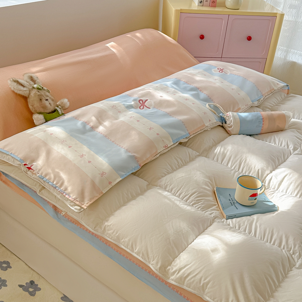 91家纺网 家纺一手货源 找家纺 柒星睡袋 2025新款新升级mini收纳袋印花系列隔脏睡袋 海军小狗