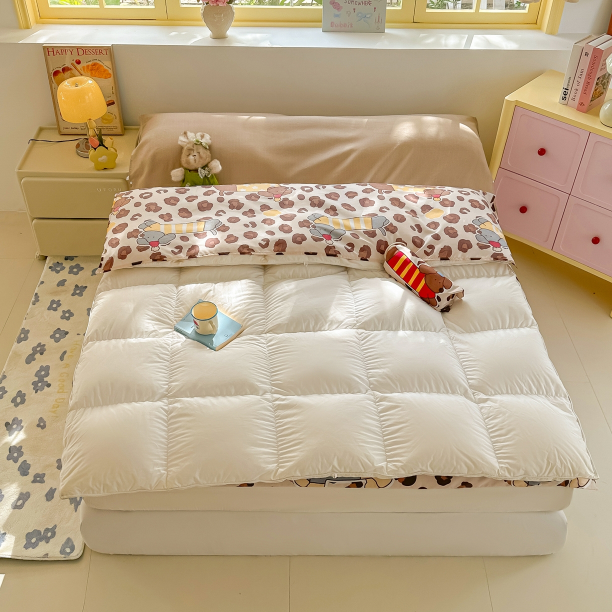 91家纺网 家纺一手货源 找家纺 柒星睡袋 2025新款新升级mini收纳袋印花系列隔脏睡袋 豹纹腊肠