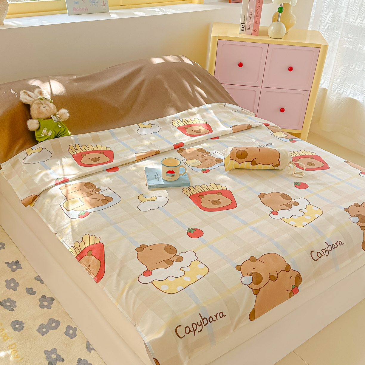 91家纺网 家纺一手货源 找家纺 柒星睡袋 2025新款新升级mini收纳袋印花系列隔脏睡袋 卡比巴拉