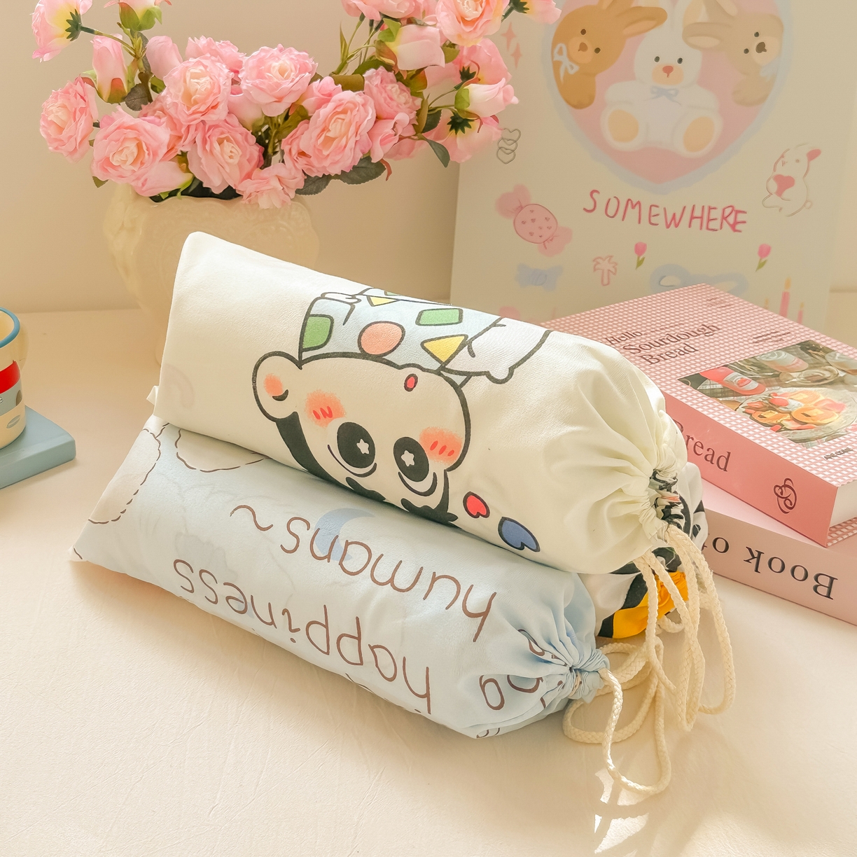 柒星睡袋 2025新款新升级mini收纳袋印花系列隔脏睡袋 （小号只做丝恋，海军小狗，黄油小熊）组合图仅供展示不可下单