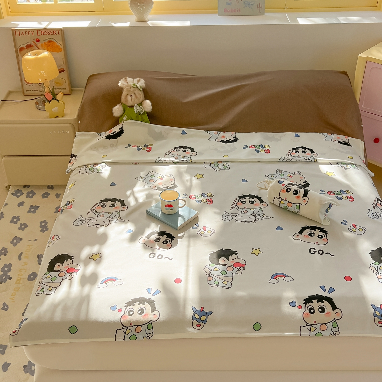 91家纺网 家纺一手货源 找家纺 柒星睡袋 2025新款新升级mini收纳袋印花系列隔脏睡袋 快乐男孩