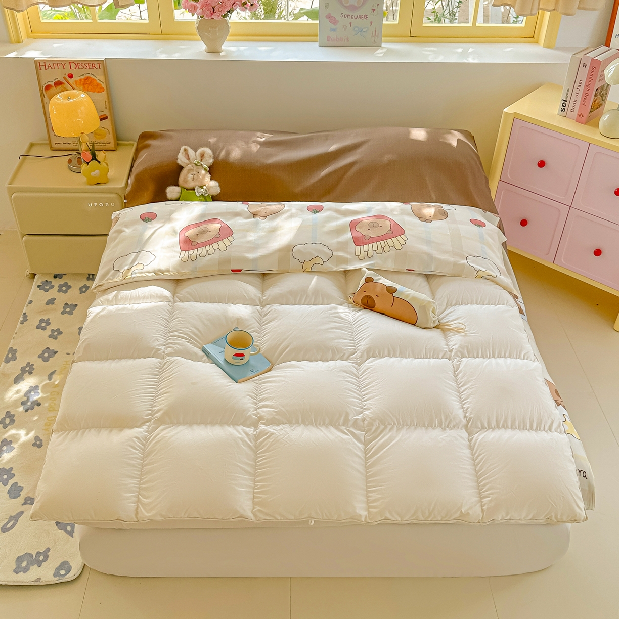 91家纺网 家纺一手货源 找家纺 柒星睡袋 2025新款新升级mini收纳袋印花系列隔脏睡袋 卡比巴拉