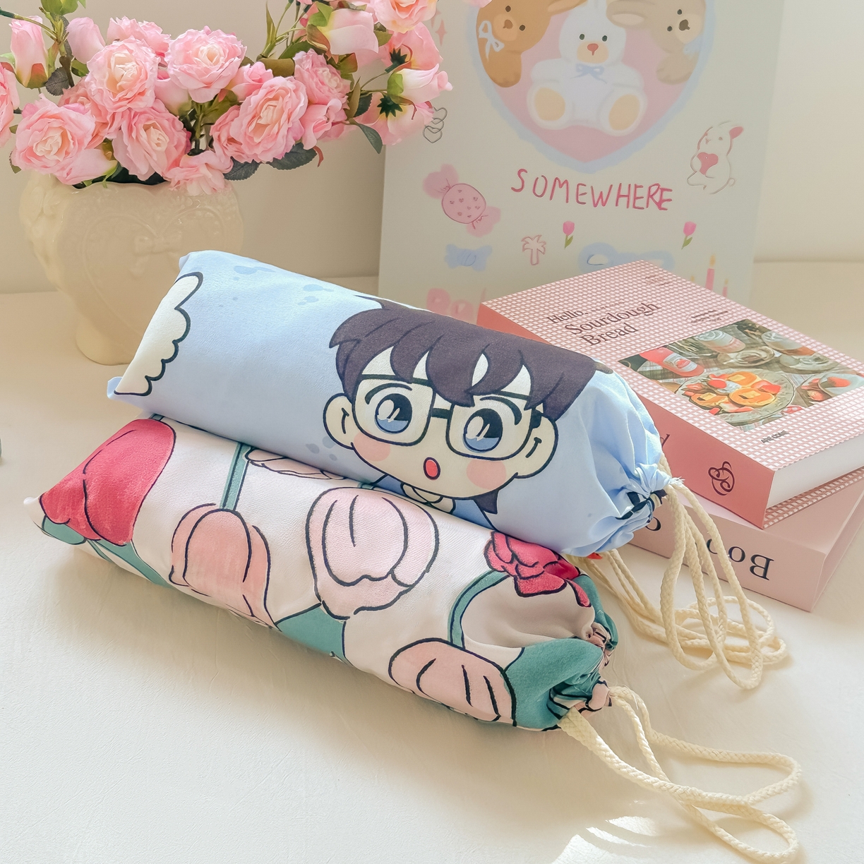 91家纺网 家纺一手货源 找家纺 柒星睡袋 2025新款新升级mini收纳袋印花系列隔脏睡袋 （小号只做丝恋，海军小狗，黄油小熊）组合图仅供展示不可下单