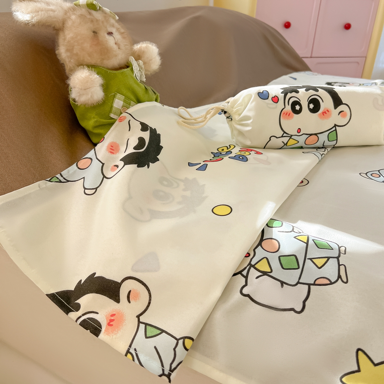 91家纺网 家纺一手货源 找家纺 柒星睡袋 2025新款新升级mini收纳袋印花系列隔脏睡袋 快乐男孩