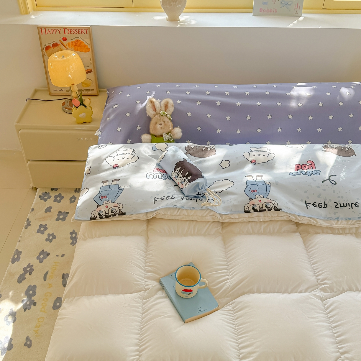 91家纺网 家纺一手货源 找家纺 柒星睡袋 2025新款新升级mini收纳袋印花系列隔脏睡袋 小小侦探