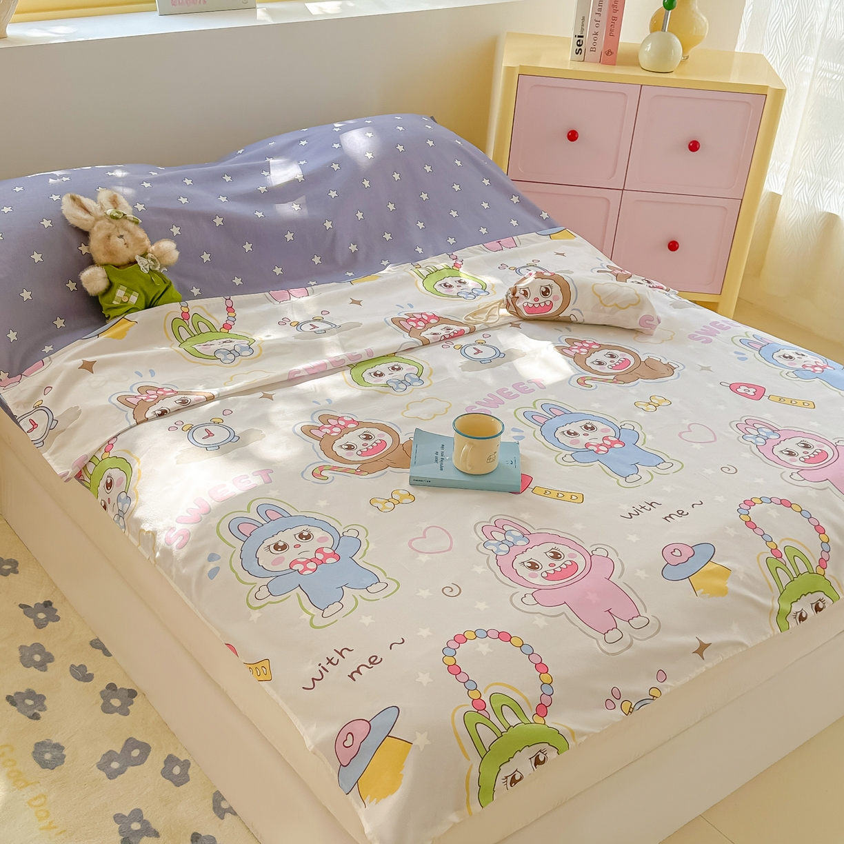 91家纺网 家纺一手货源 找家纺 柒星睡袋 2025新款新升级mini收纳袋印花系列隔脏睡袋 小布布