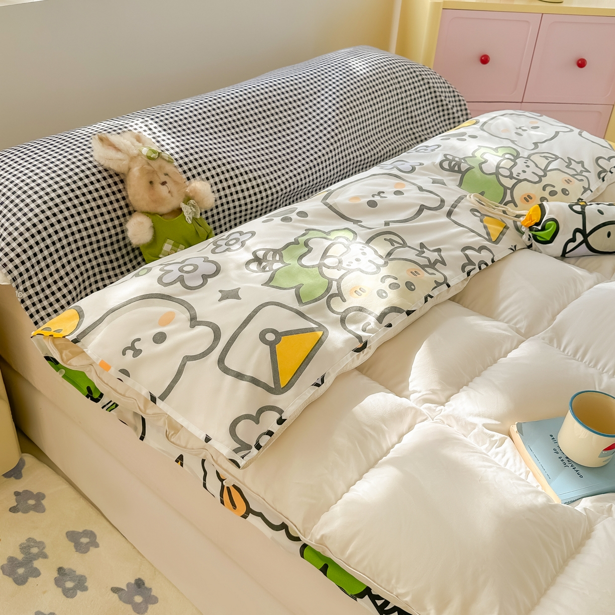 91家纺网 家纺一手货源 找家纺 柒星睡袋 2025新款新升级mini收纳袋印花系列隔脏睡袋 动物世界