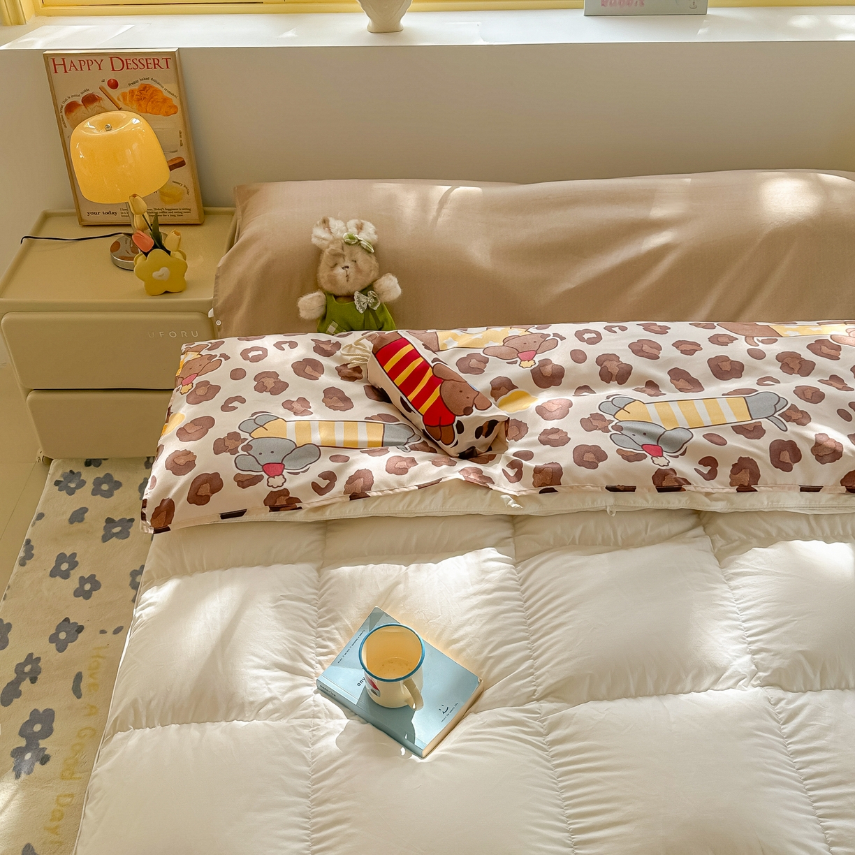 91家纺网 家纺一手货源 找家纺 柒星睡袋 2025新款新升级mini收纳袋印花系列隔脏睡袋 豹纹腊肠