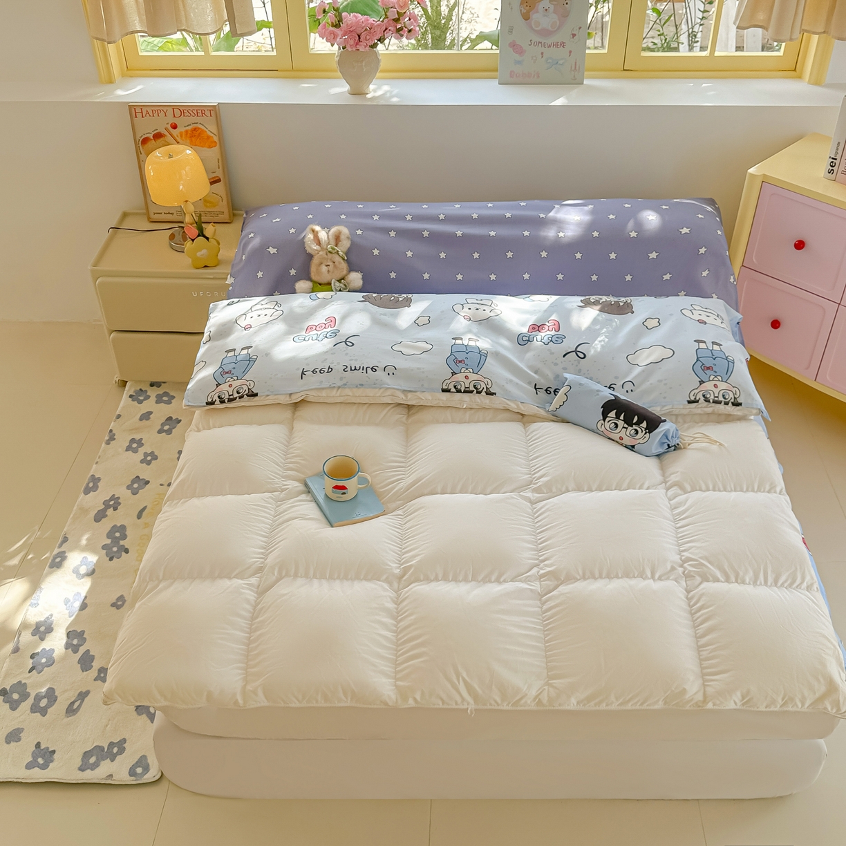 91家纺网 家纺一手货源 找家纺 柒星睡袋 2025新款新升级mini收纳袋印花系列隔脏睡袋 小小侦探