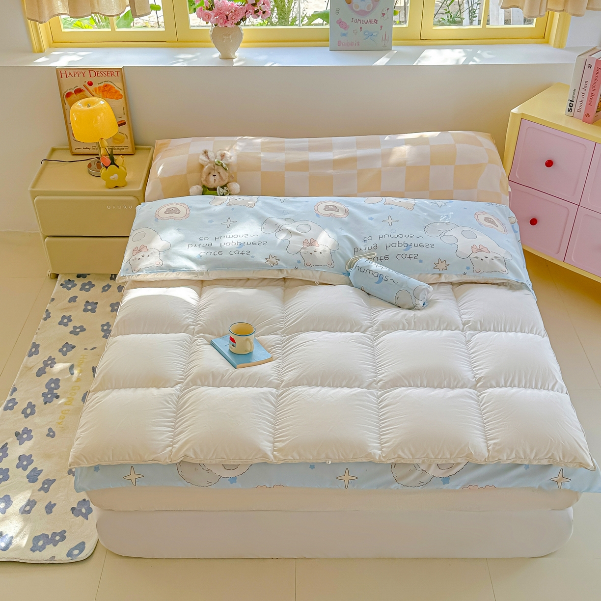 91家纺网 家纺一手货源 找家纺 柒星睡袋 2025新款新升级mini收纳袋印花系列隔脏睡袋 萌宠乐园