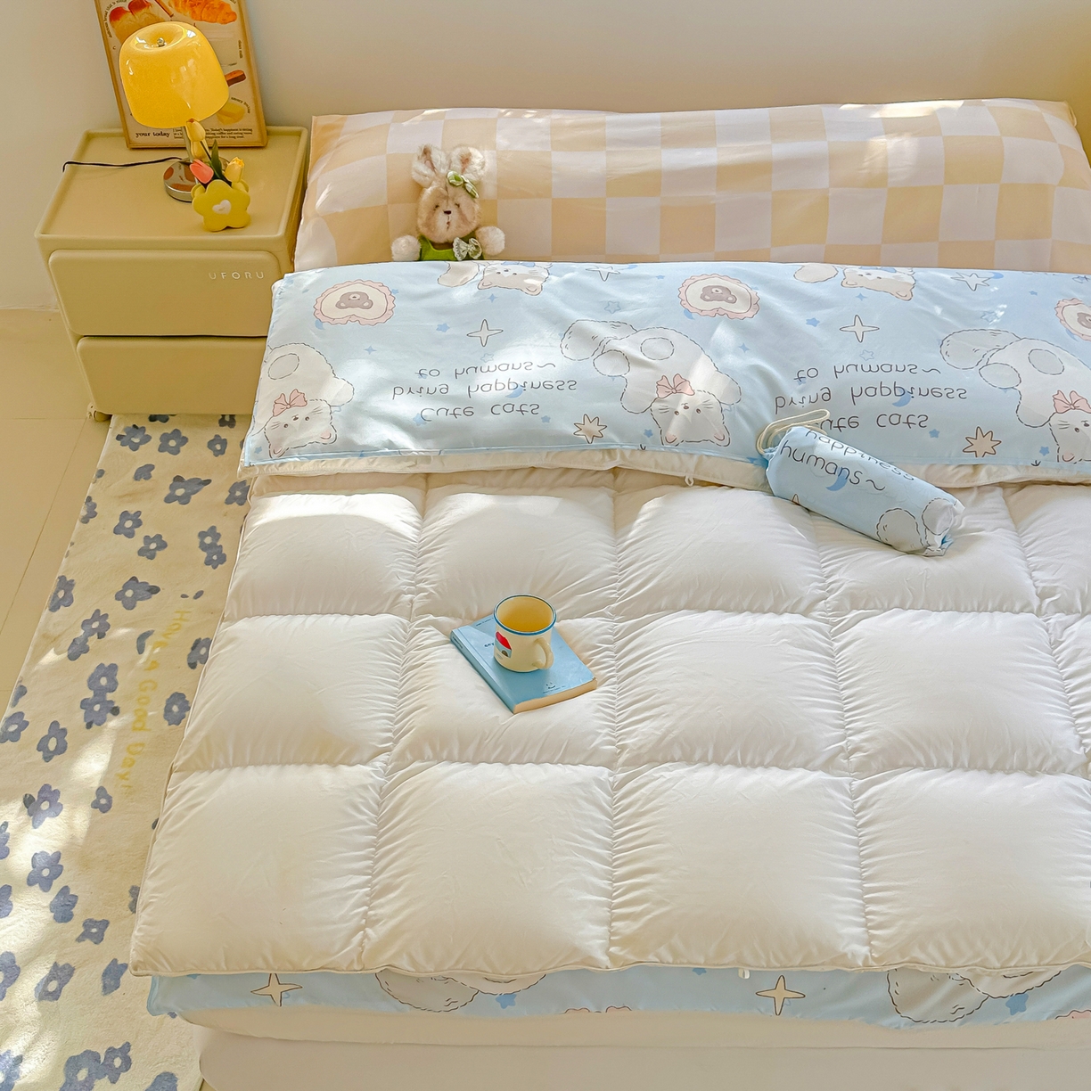 91家纺网 家纺一手货源 找家纺 柒星睡袋 2025新款新升级mini收纳袋印花系列隔脏睡袋 萌宠乐园