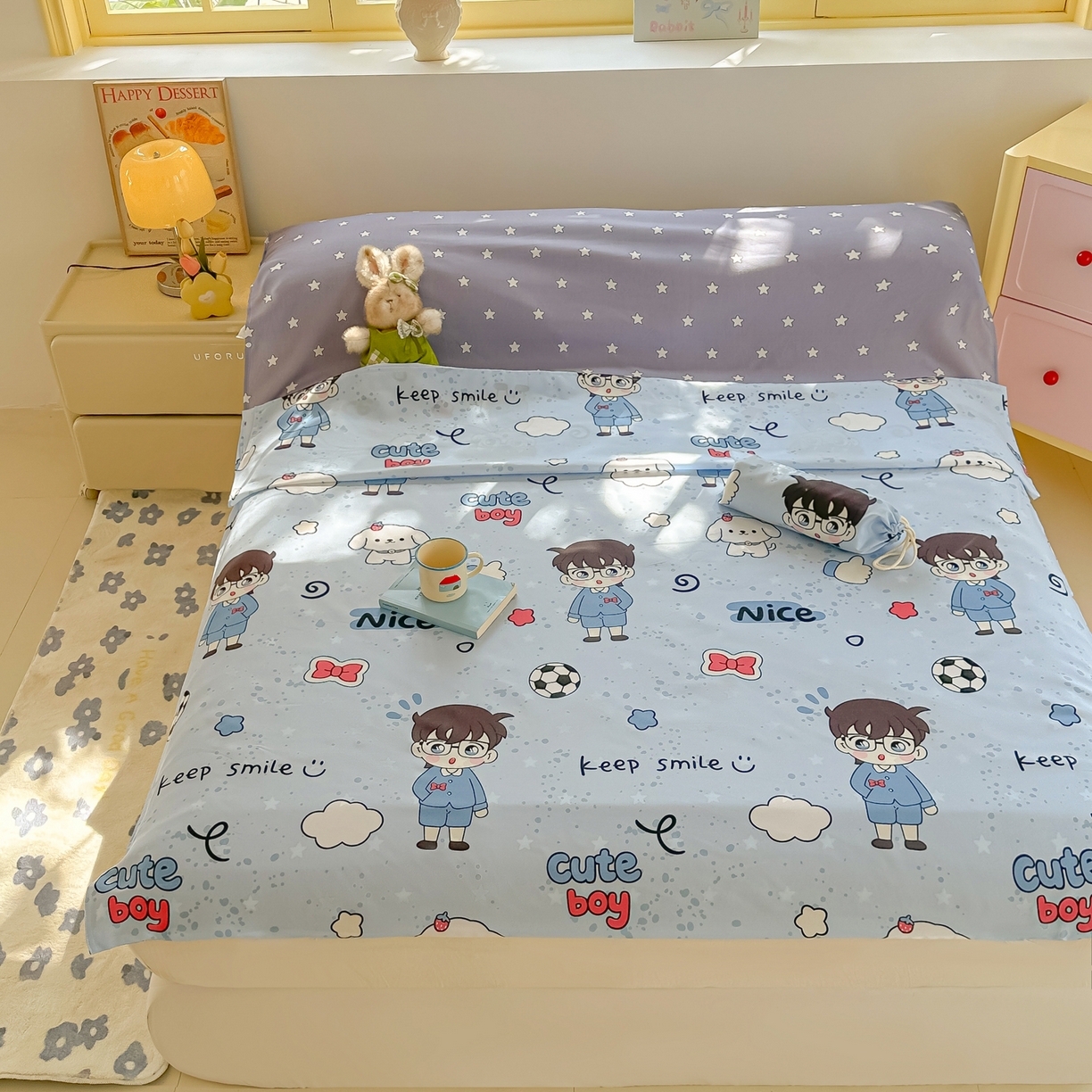 91家纺网 家纺一手货源 找家纺 柒星睡袋 2025新款新升级mini收纳袋印花系列隔脏睡袋 小小侦探