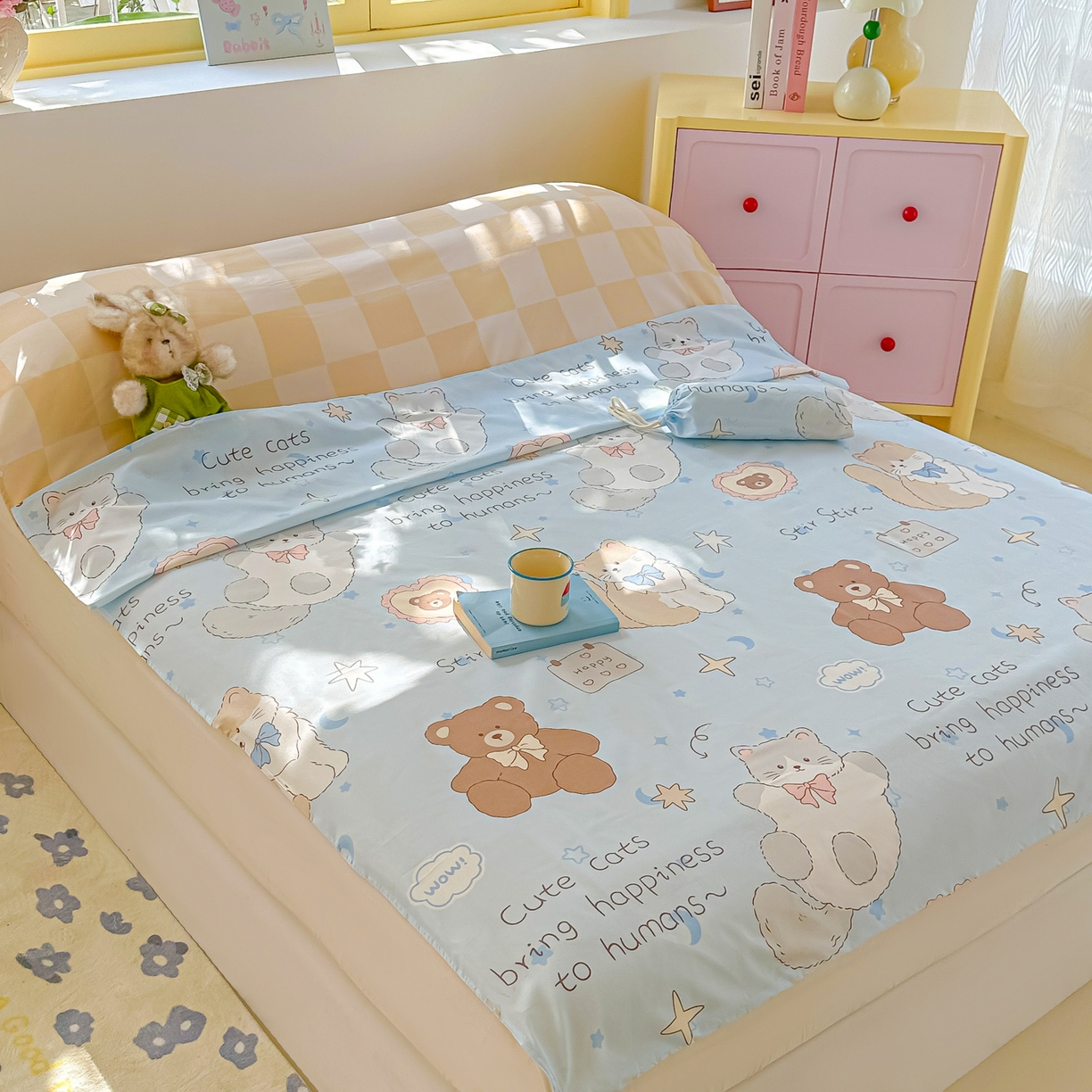 91家纺网 家纺一手货源 找家纺 柒星睡袋 2025新款新升级mini收纳袋印花系列隔脏睡袋 萌宠乐园