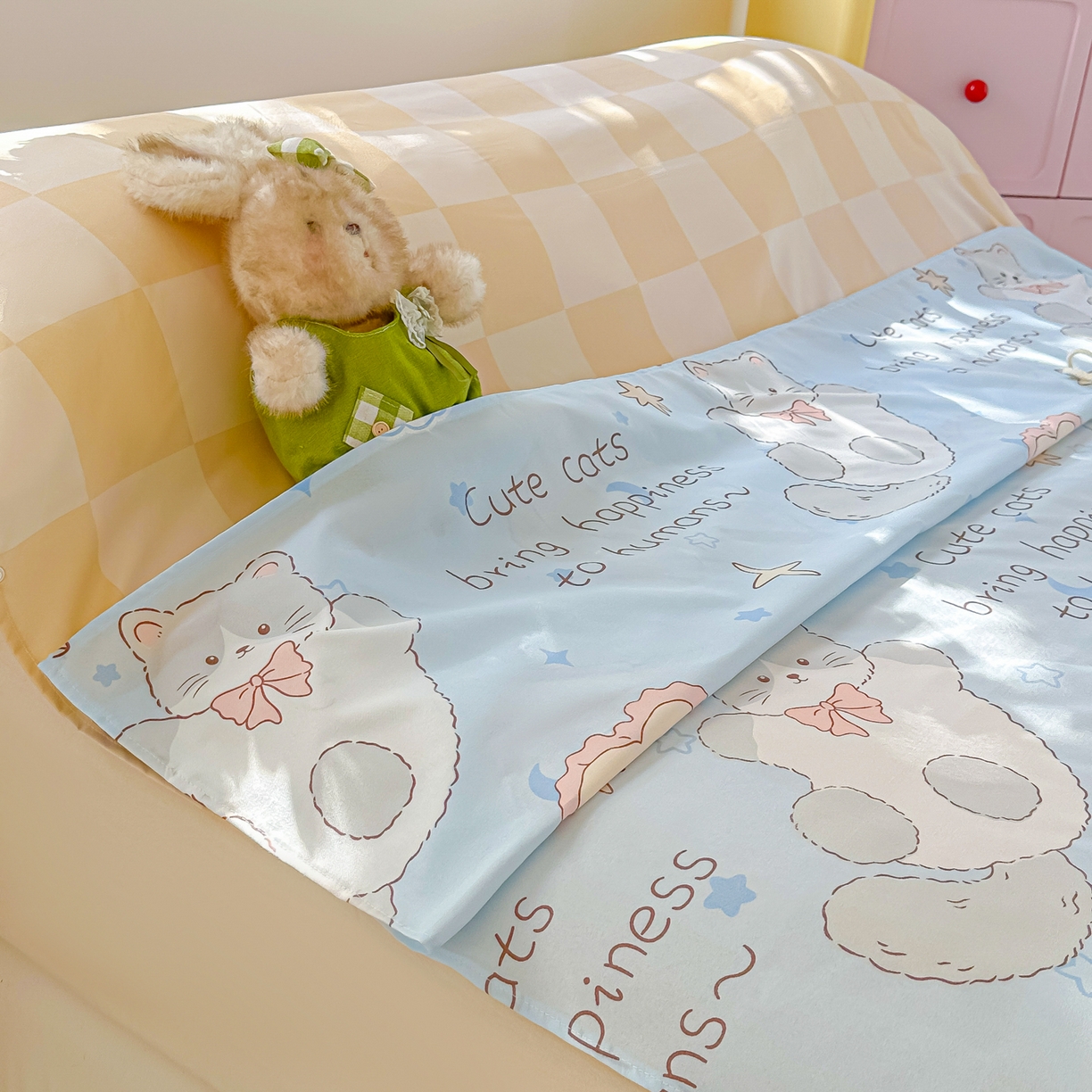 91家纺网 家纺一手货源 找家纺 柒星睡袋 2025新款新升级mini收纳袋印花系列隔脏睡袋 萌宠乐园