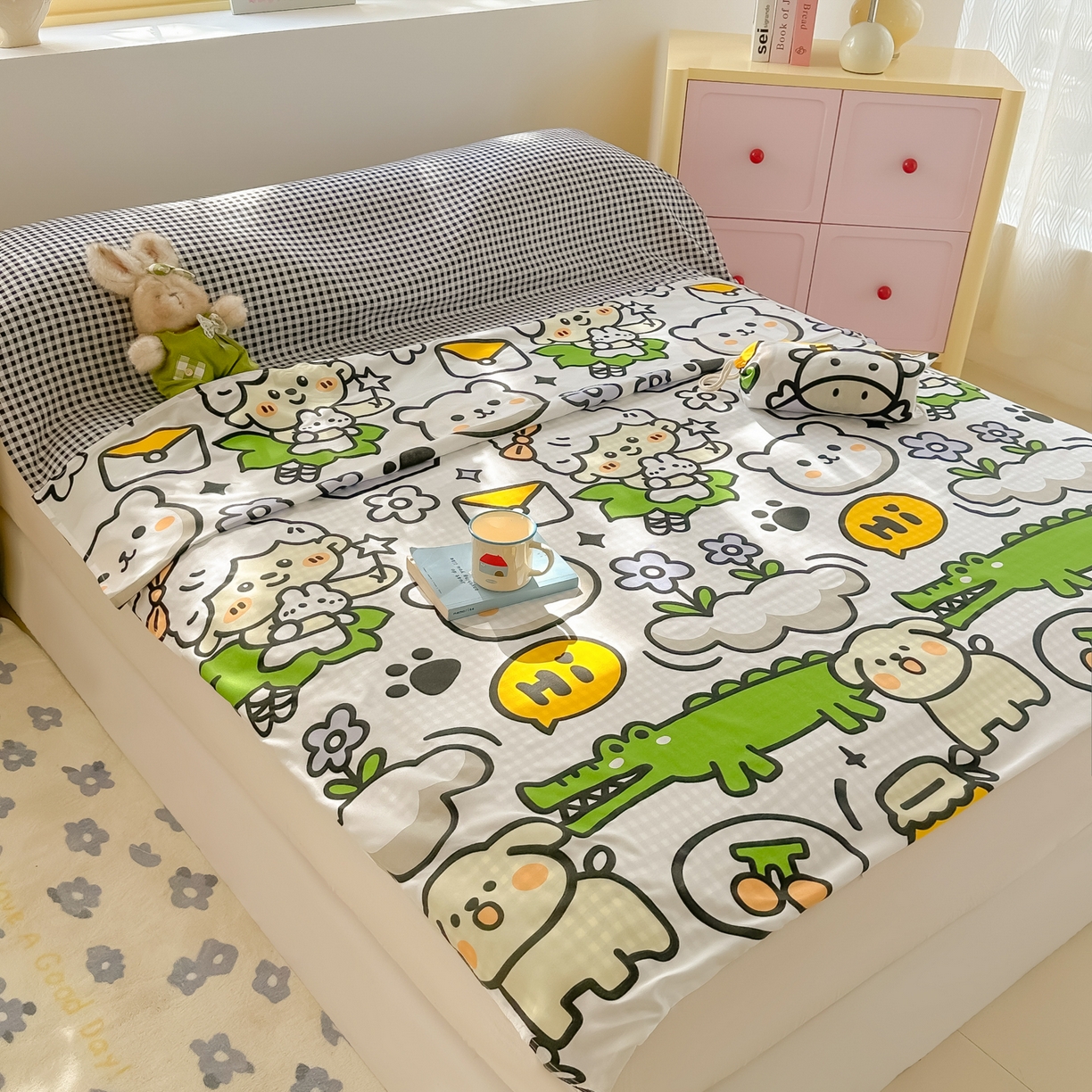 91家纺网 家纺一手货源 找家纺 柒星睡袋 2025新款新升级mini收纳袋印花系列隔脏睡袋 动物世界