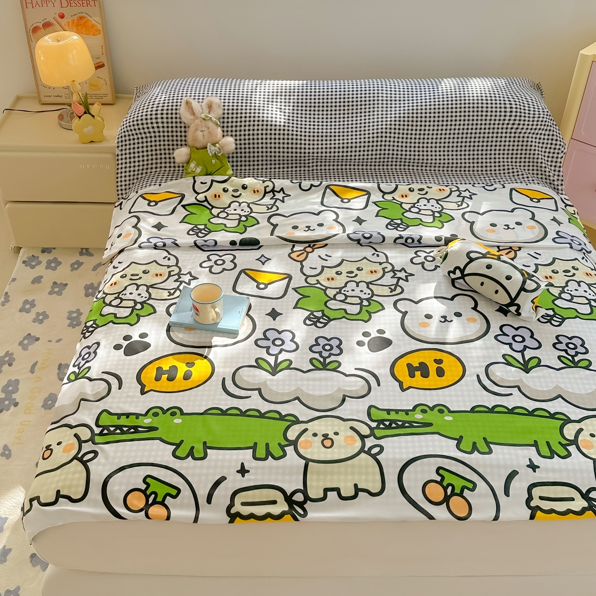 91家纺网 家纺一手货源 找家纺 柒星睡袋 2025新款新升级mini收纳袋印花系列隔脏睡袋 动物世界