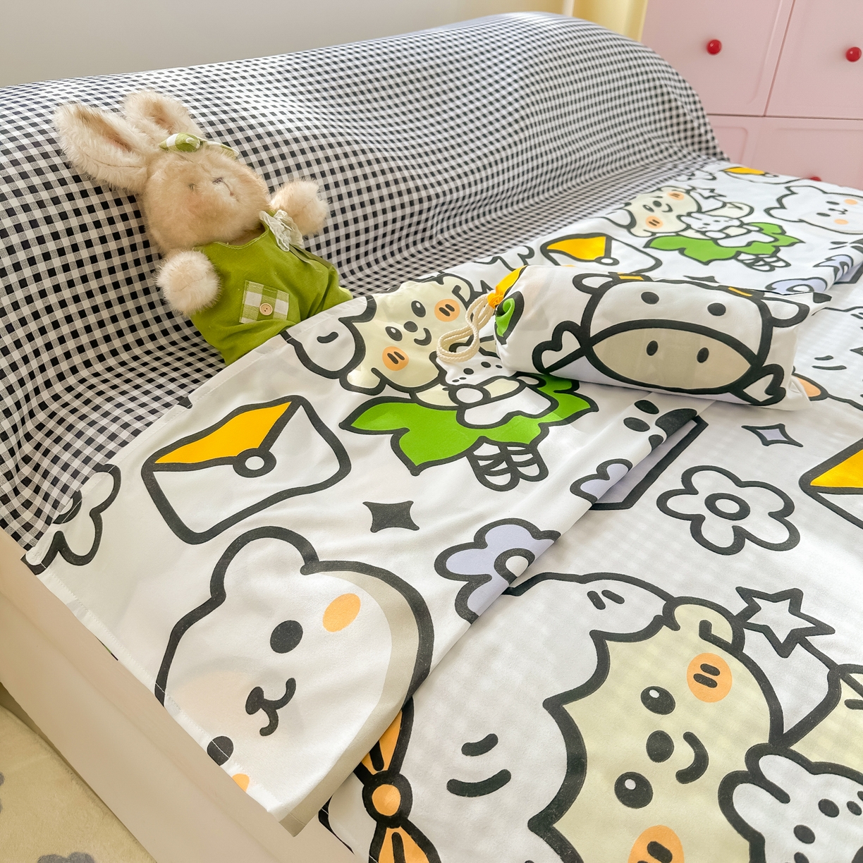 91家纺网 家纺一手货源 找家纺 柒星睡袋 2025新款新升级mini收纳袋印花系列隔脏睡袋 动物世界