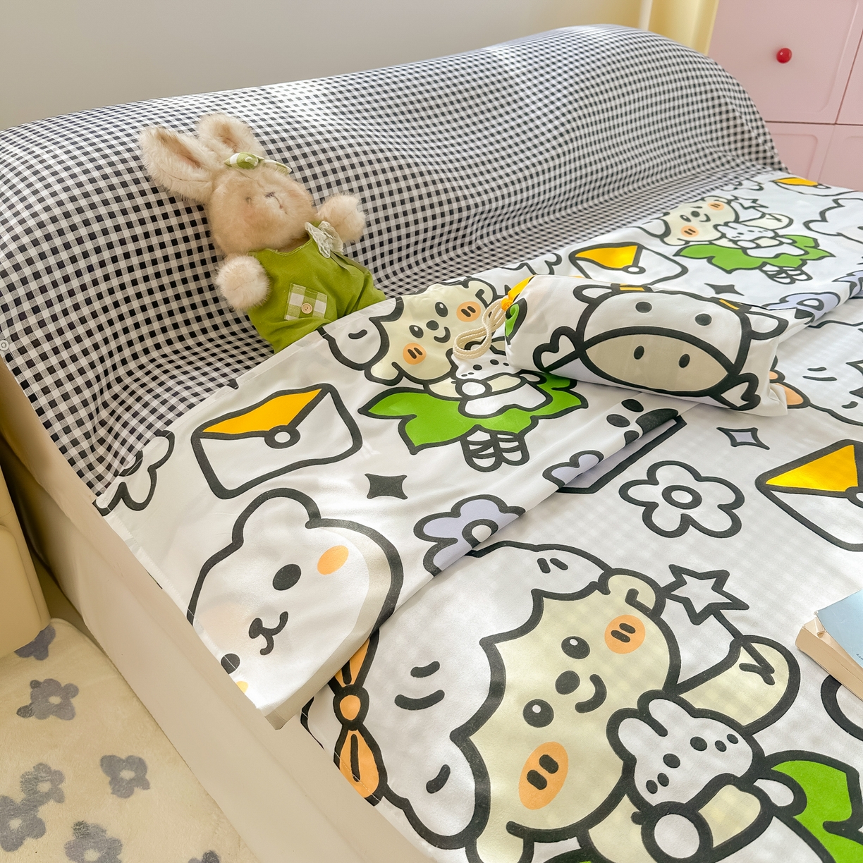 91家纺网 家纺一手货源 找家纺 柒星睡袋 2025新款新升级mini收纳袋印花系列隔脏睡袋 动物世界