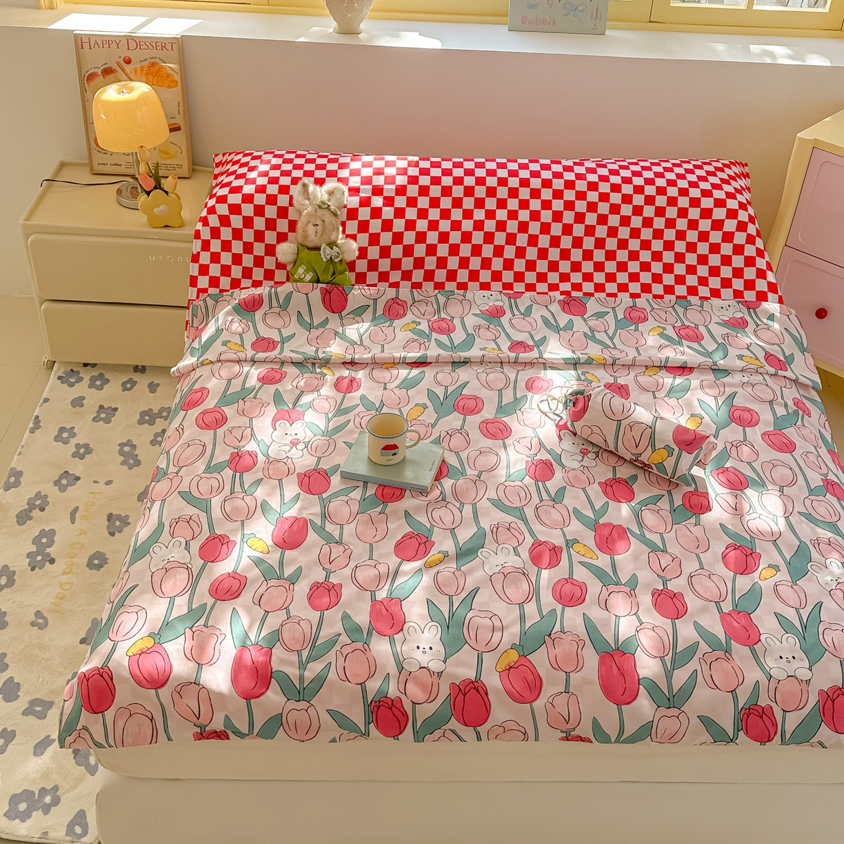 91家纺网 家纺一手货源 找家纺 柒星睡袋 2025新款新升级mini收纳袋印花系列隔脏睡袋 荷兰兔