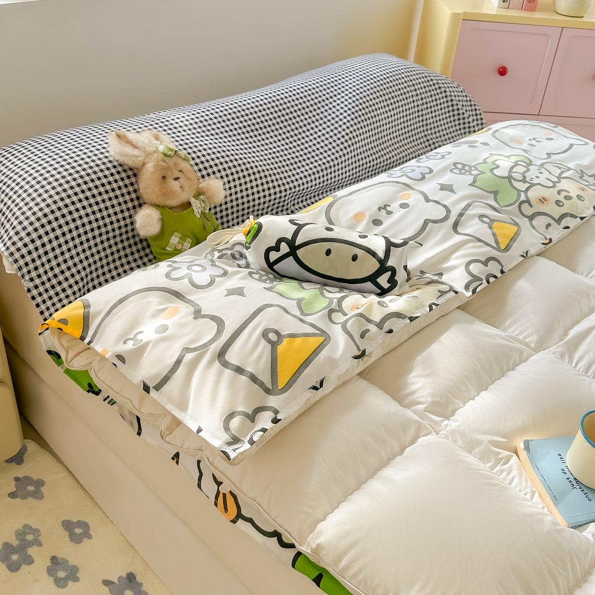 91家纺网 家纺一手货源 找家纺 柒星睡袋 2025新款新升级mini收纳袋印花系列隔脏睡袋 动物世界