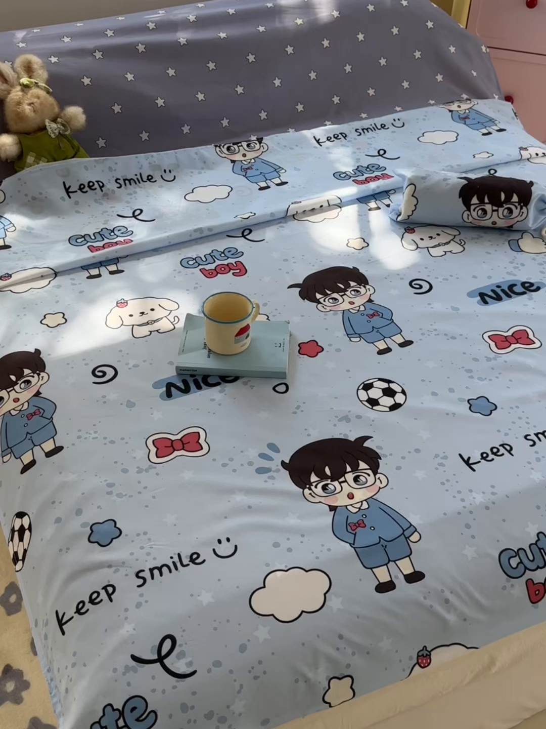 91家纺网 家纺一手货源 找家纺 柒星睡袋 2025新款新升级mini收纳袋印花系列隔脏睡袋 小小侦探