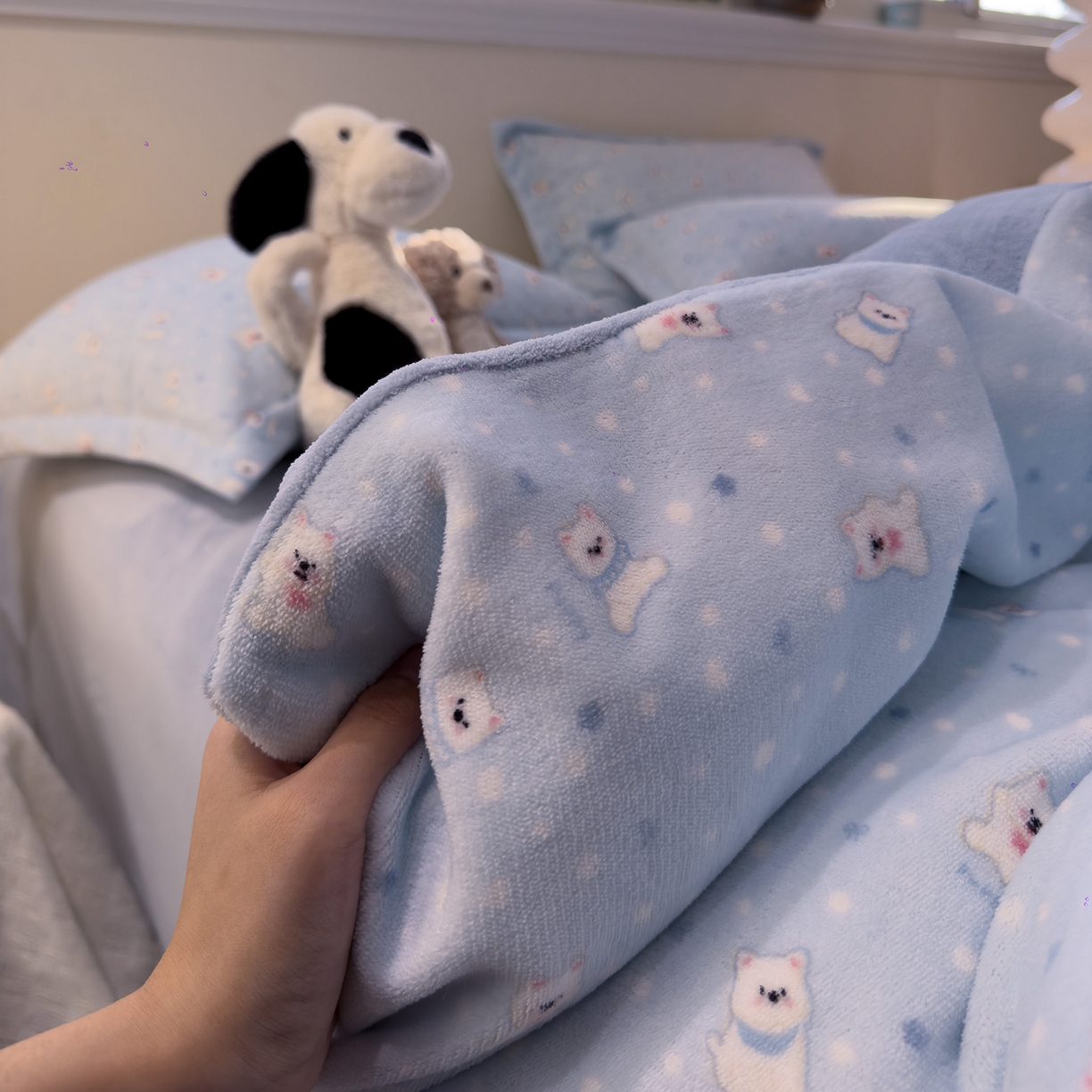 91家纺网 家纺一手货源 找家纺 慕尚家纺 2025新款高克重田园花卉类加厚牛奶绒3.5kg四件套 泡芙小狗