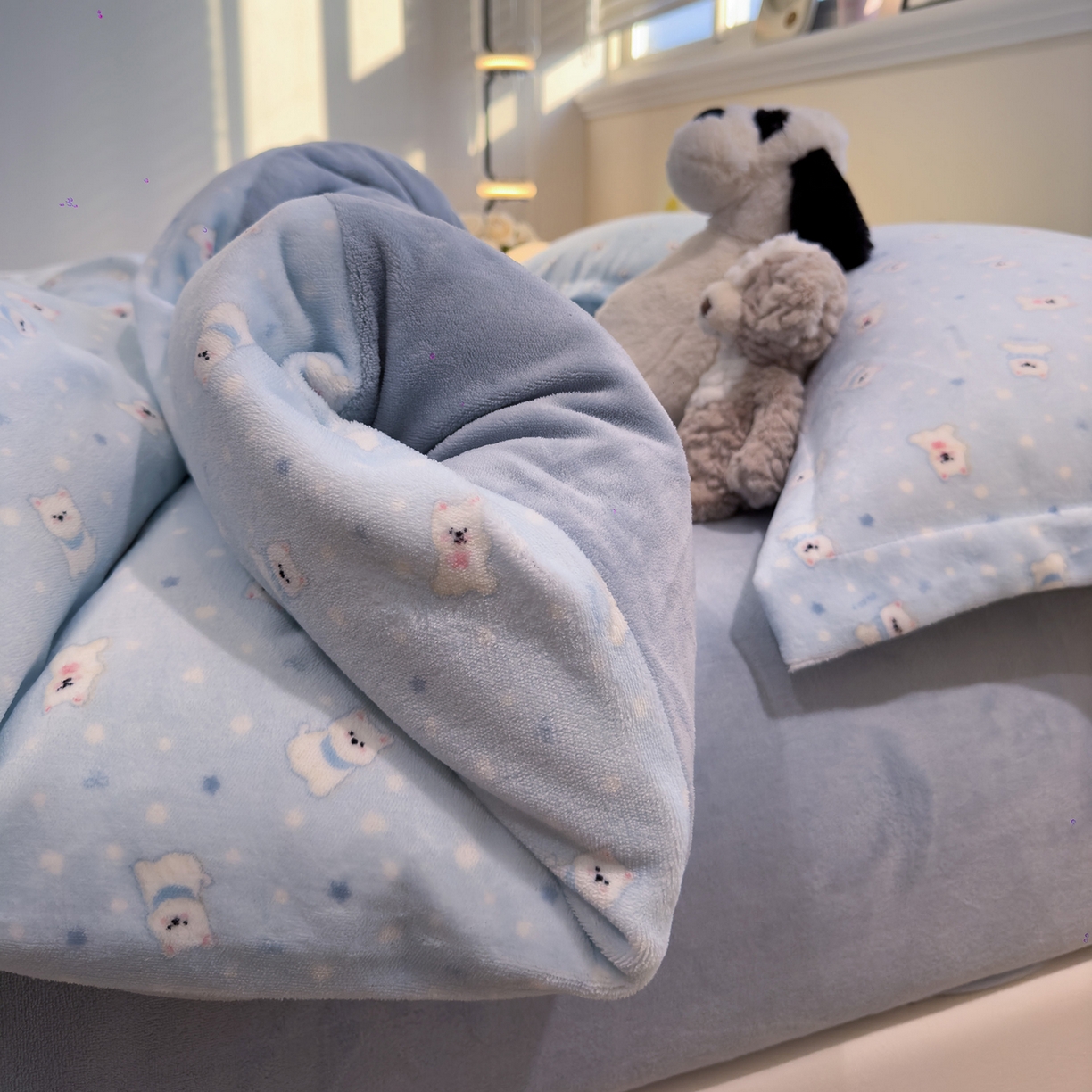 91家纺网 家纺一手货源 找家纺 慕尚家纺 2025新款高克重田园花卉类加厚牛奶绒3.5kg四件套 泡芙小狗