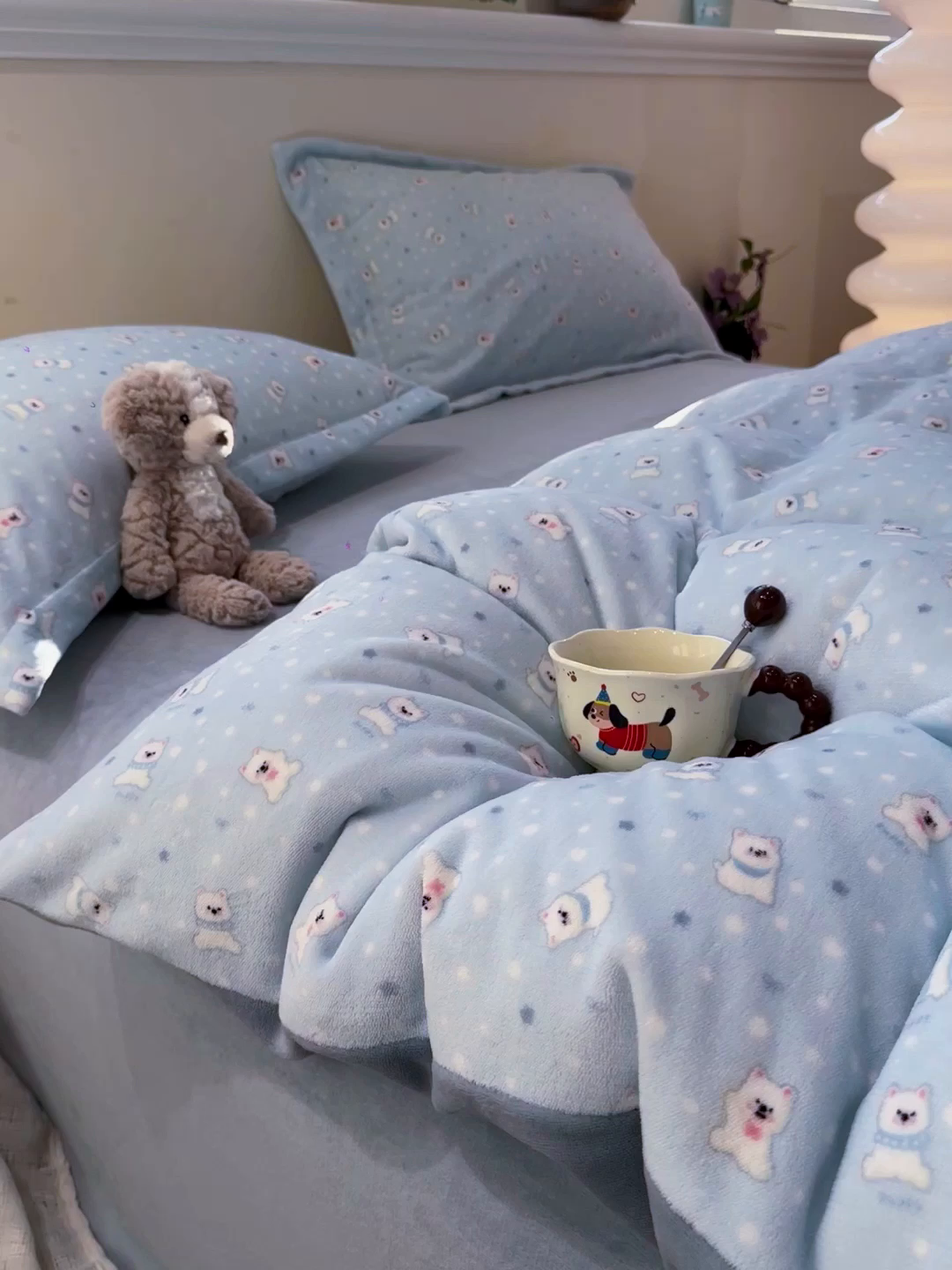 91家纺网 家纺一手货源 找家纺 慕尚家纺 2025新款高克重田园花卉类加厚牛奶绒3.5kg四件套 泡芙小狗