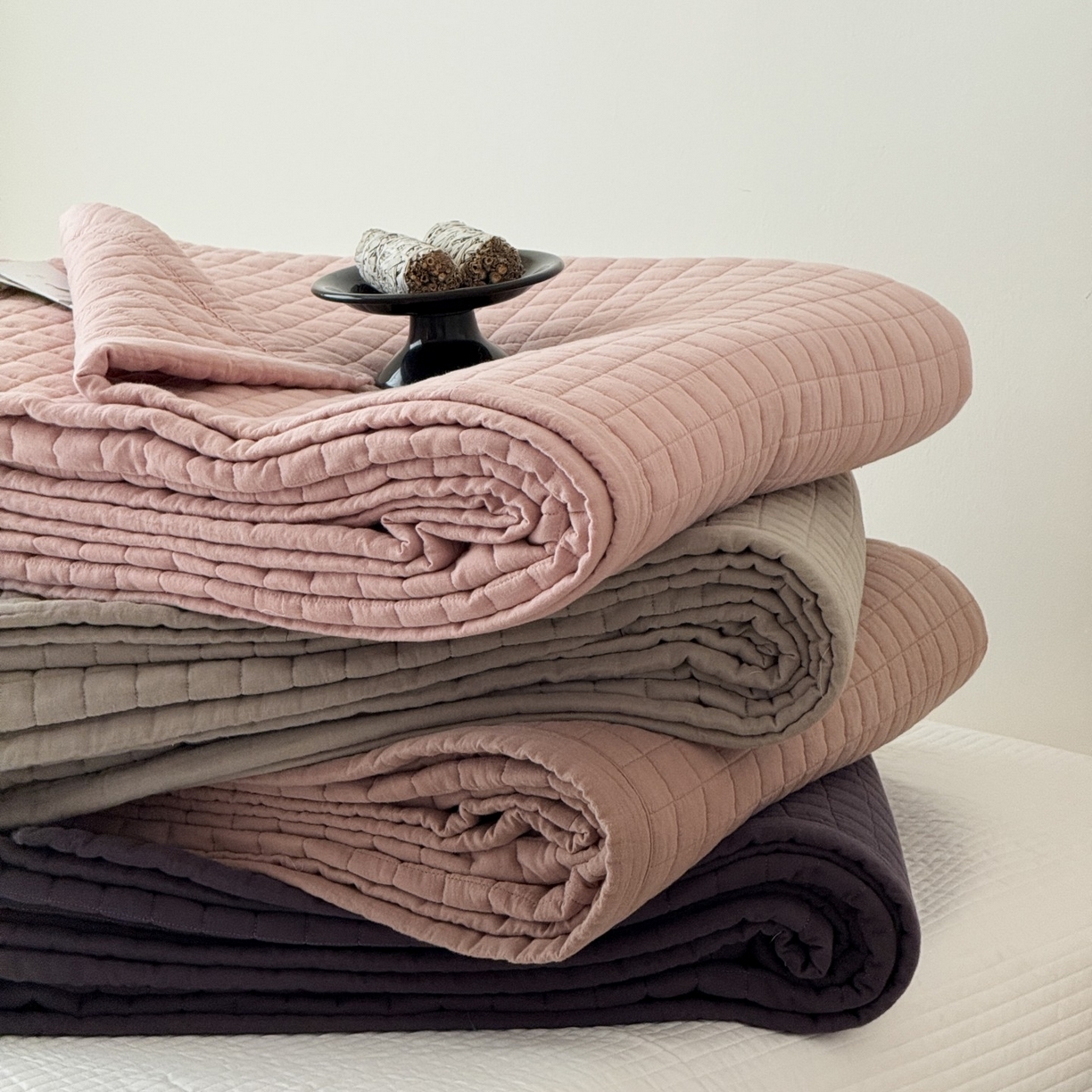 91家纺网 家纺一手货源 找家纺 （总）汇庭 2025秋冬新款禾悦棉麻春秋春悦纱布床盖系列