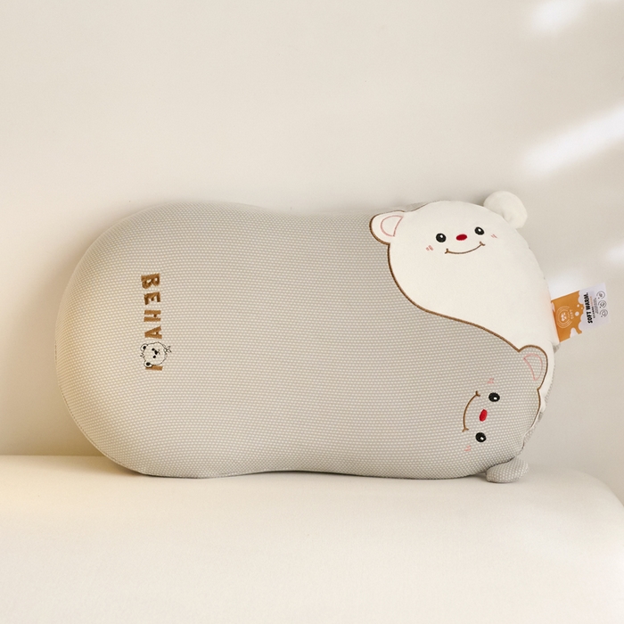 明星枕业 2025新款儿童记忆枕头护颈椎3-6岁以上幼儿园专用宝宝助睡眠软枕芯 开心熊-灰
