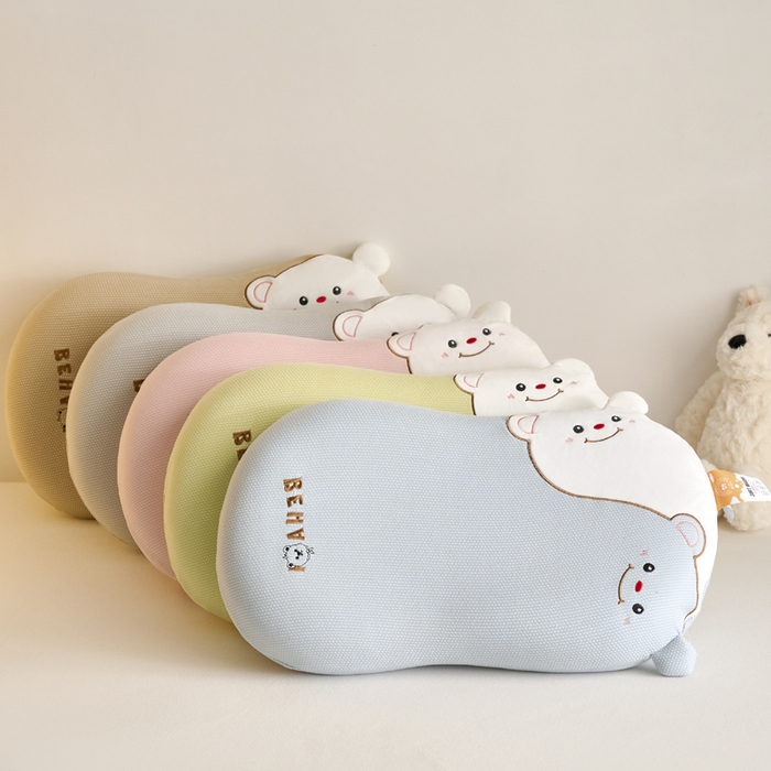 91家纺网 家纺一手货源 找家纺 明星枕业 2025新款儿童记忆枕头护颈椎3-6岁以上幼儿园专用宝宝助睡眠软枕芯 开心熊-绿