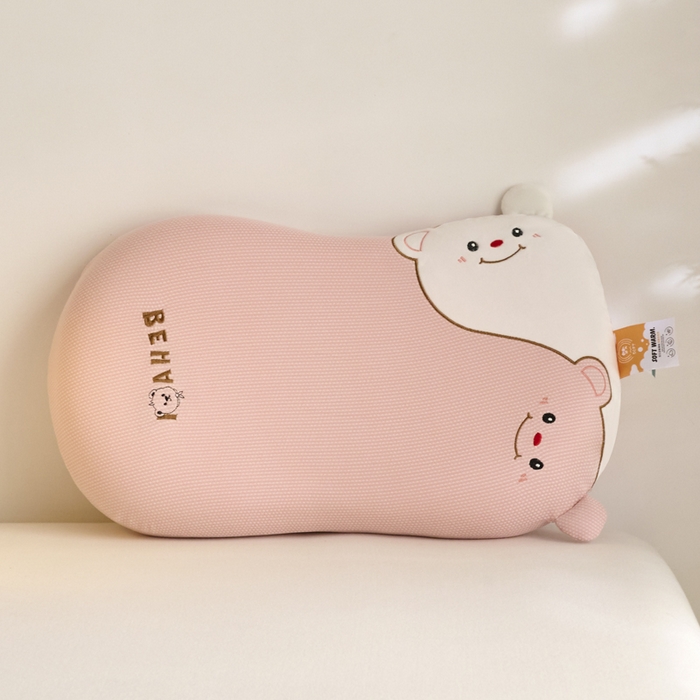 明星枕业 2025新款儿童记忆枕头护颈椎3-6岁以上幼儿园专用宝宝助睡眠软枕芯 开心熊-粉