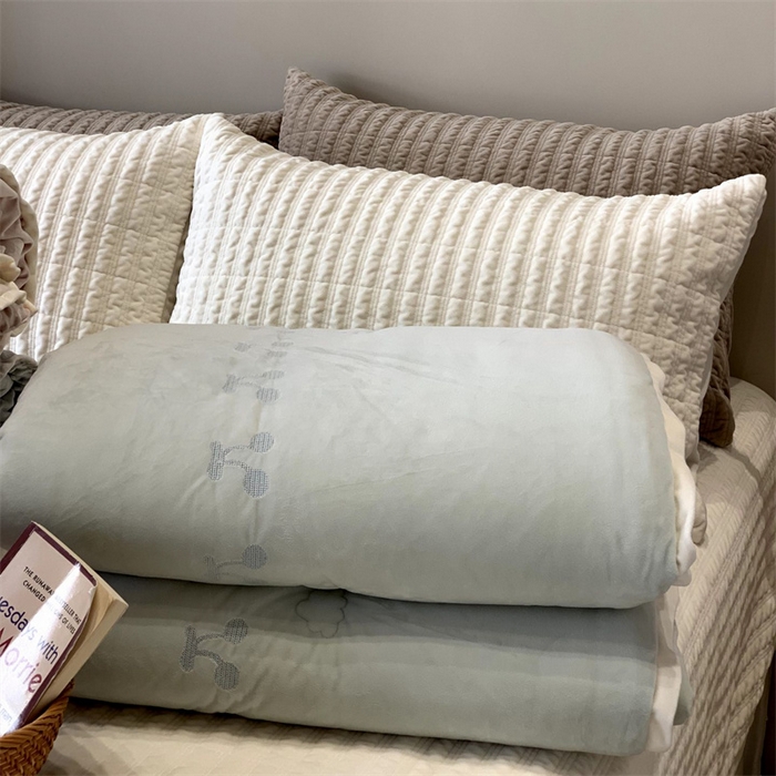 汇庭 2025秋冬新款樱桃绒双人豆豆被系列 绿色