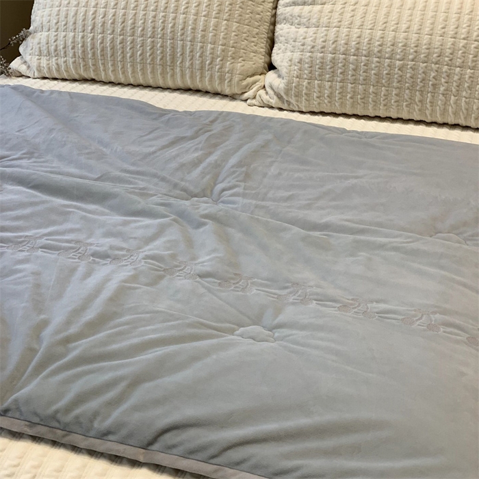 91家纺网 家纺一手货源 找家纺 汇庭 2025秋冬新款樱桃绒双人豆豆被系列 蓝色