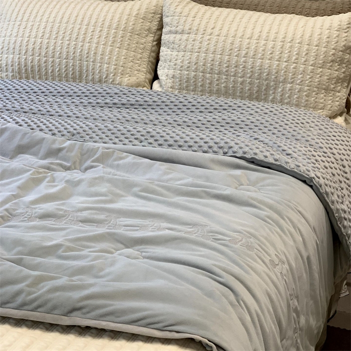 91家纺网 家纺一手货源 找家纺 汇庭 2025秋冬新款樱桃绒双人豆豆被系列 蓝色