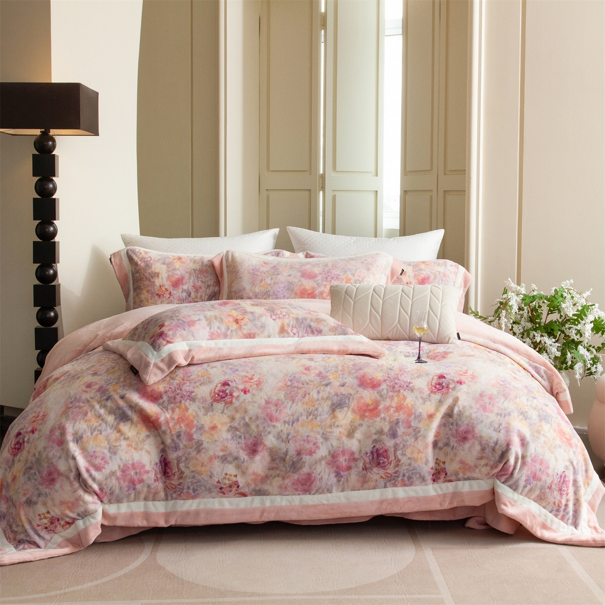 91家纺网 家纺一手货源 找家纺 （总）馨蕊 2025新款意大利进口雕花绒拼角工艺秋冬轻奢煦暖绒系列- 绒兰蔻 会员-10【券后控价298/318】