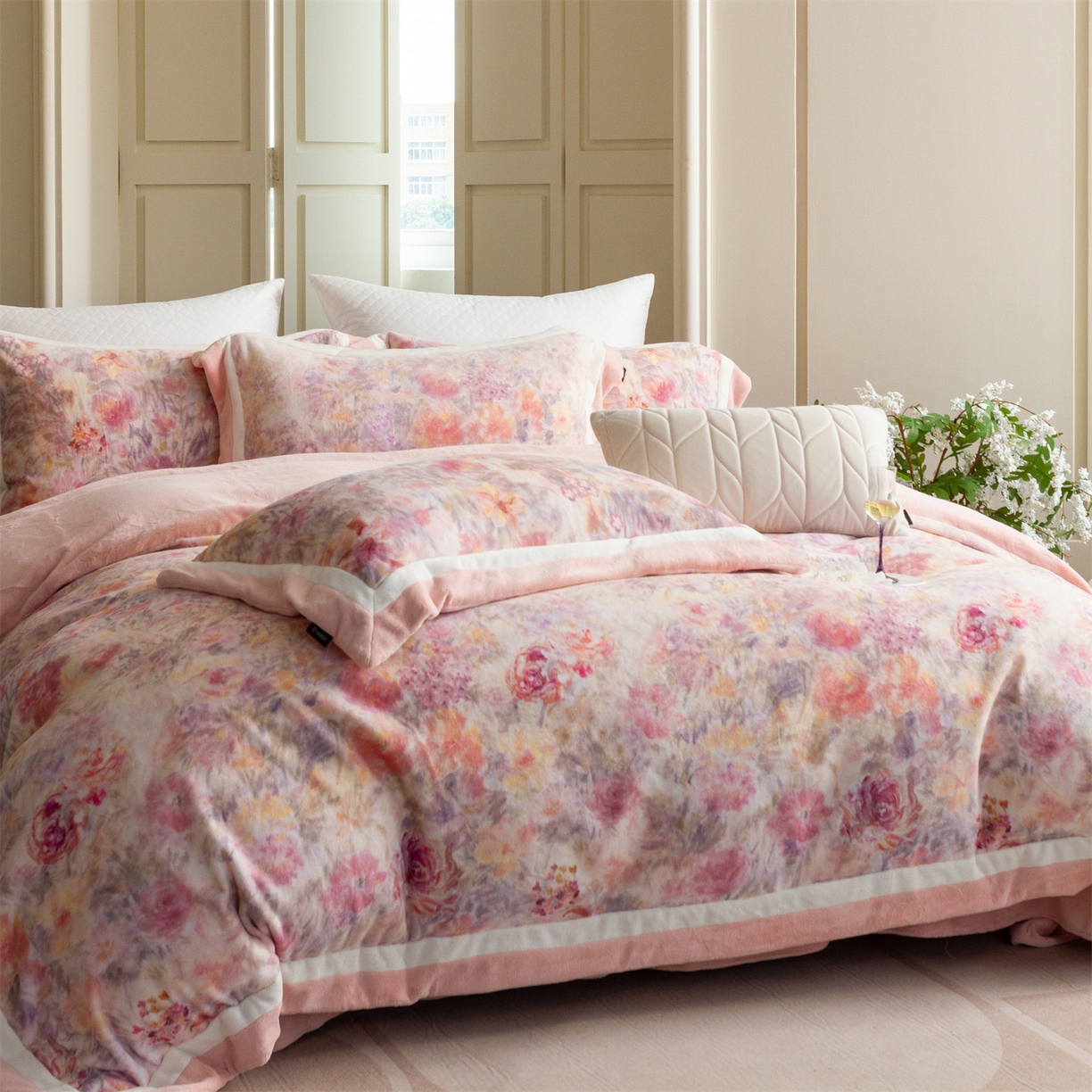 91家纺网 家纺一手货源 找家纺 （总）馨蕊 2025新款意大利进口雕花绒拼角工艺秋冬轻奢煦暖绒系列- 绒兰蔻 会员-10【券后控价298/318】