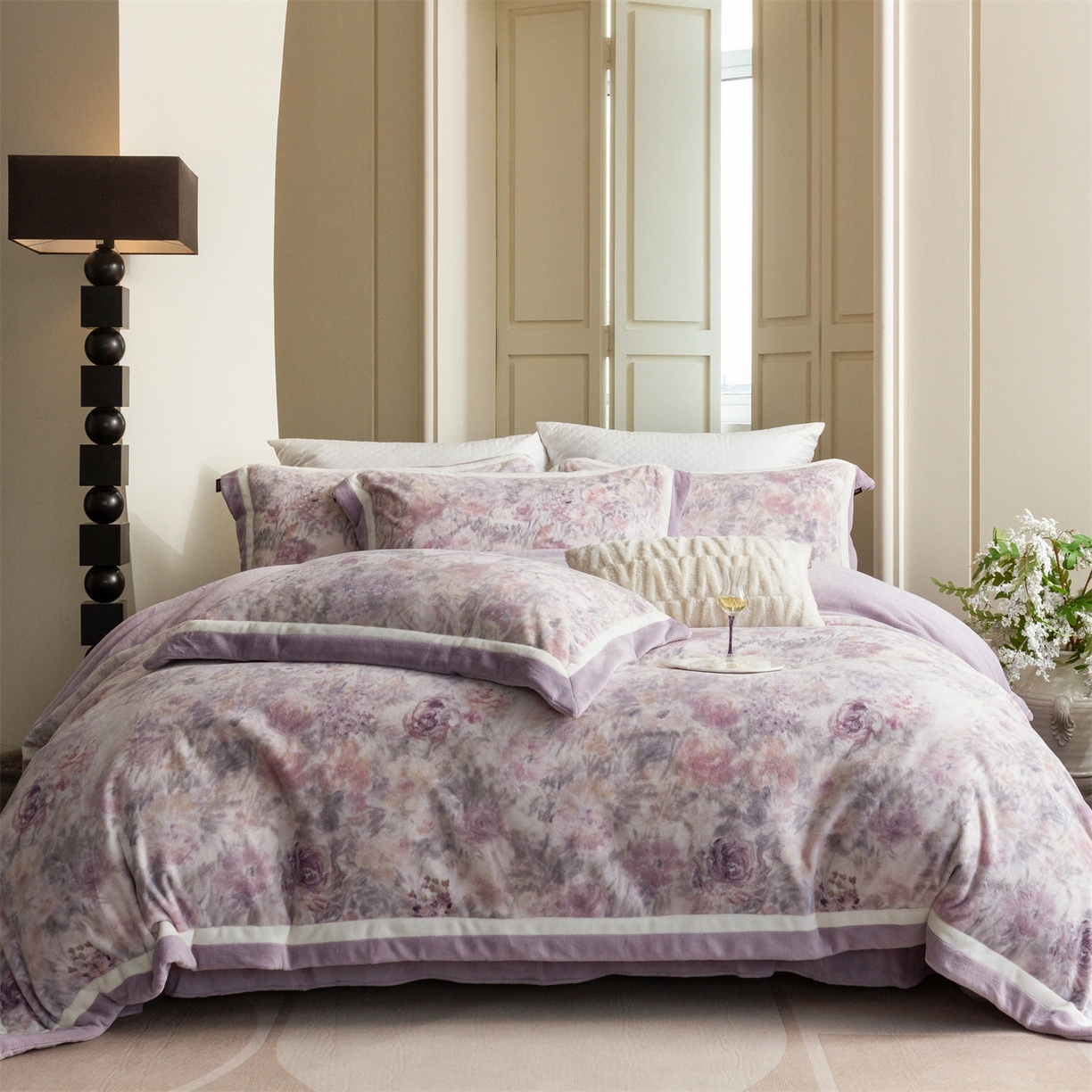 馨蕊 2025新款意大利进口雕花绒拼角工艺秋冬轻奢煦暖绒系列- 绒兰蔻 会员-10【券后控价298/318】 绒兰蔻-婉若紫