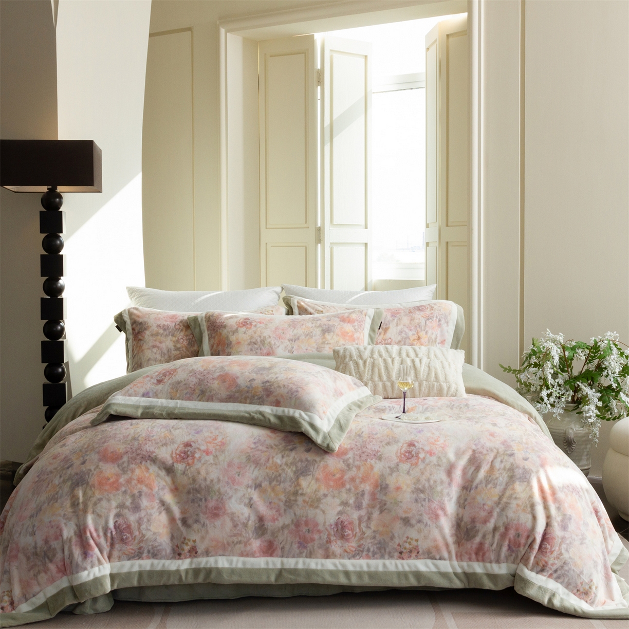 馨蕊 2025新款意大利进口雕花绒拼角工艺秋冬轻奢煦暖绒系列- 绒兰蔻 会员-10【券后控价298/318】 绒兰蔻-氧气绿