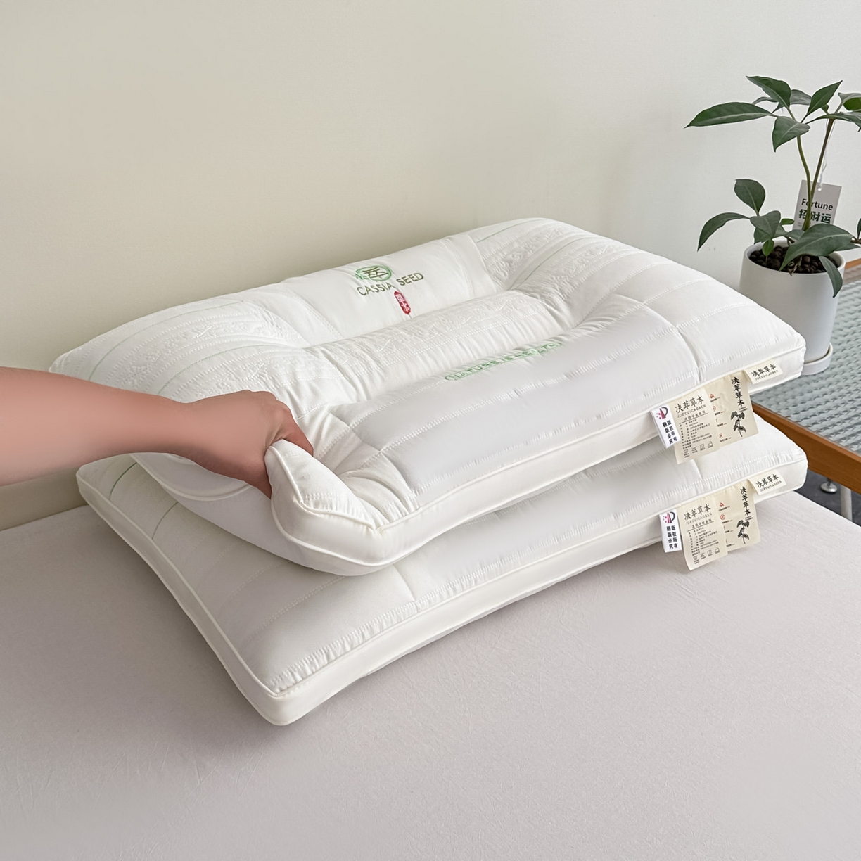 91家纺网 家纺一手货源 找家纺 （总）永乐枕芯 2025新款颈椎疼痛专用护颈椎枕头牵引拉伸不塌陷助眠家用决明子枕芯