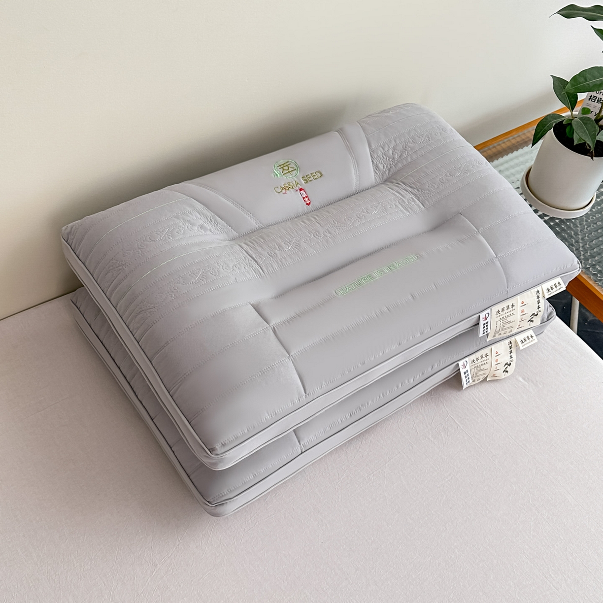 91家纺网 家纺一手货源 找家纺 永乐枕芯 2025新款颈椎疼痛专用护颈椎枕头牵引拉伸不塌陷助眠家用决明子枕芯 灰色