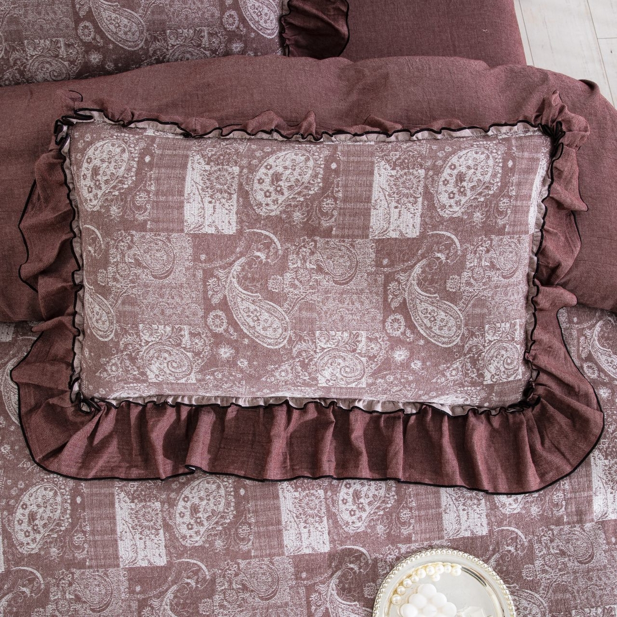 91家纺网 家纺一手货源 找家纺 （总）仰望棉麻双层纱供应链 2025新款韩系兰亭序中古风全棉色织提花四件套