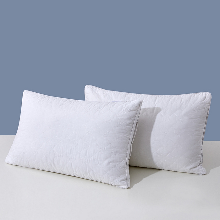 永乐枕芯 2025新款全棉斜纹棉花绗缝枕枕头枕芯 白色中枕