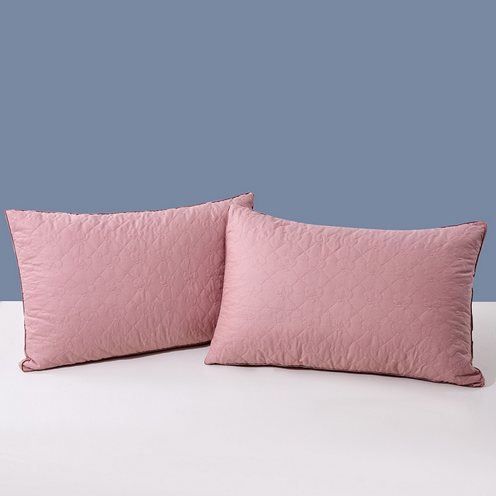 91家纺网 家纺一手货源 找家纺 永乐枕芯 2025新款全棉斜纹棉花绗缝枕枕头枕芯 粉色低枕