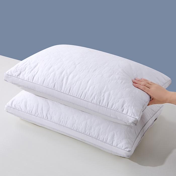 91家纺网 家纺一手货源 找家纺 永乐枕芯 2025新款全棉斜纹棉花绗缝枕枕头枕芯 白色高枕