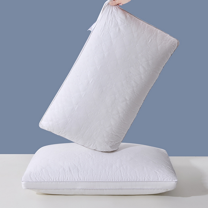 91家纺网 家纺一手货源 找家纺 永乐枕芯 2025新款全棉斜纹棉花绗缝枕枕头枕芯 白色高枕