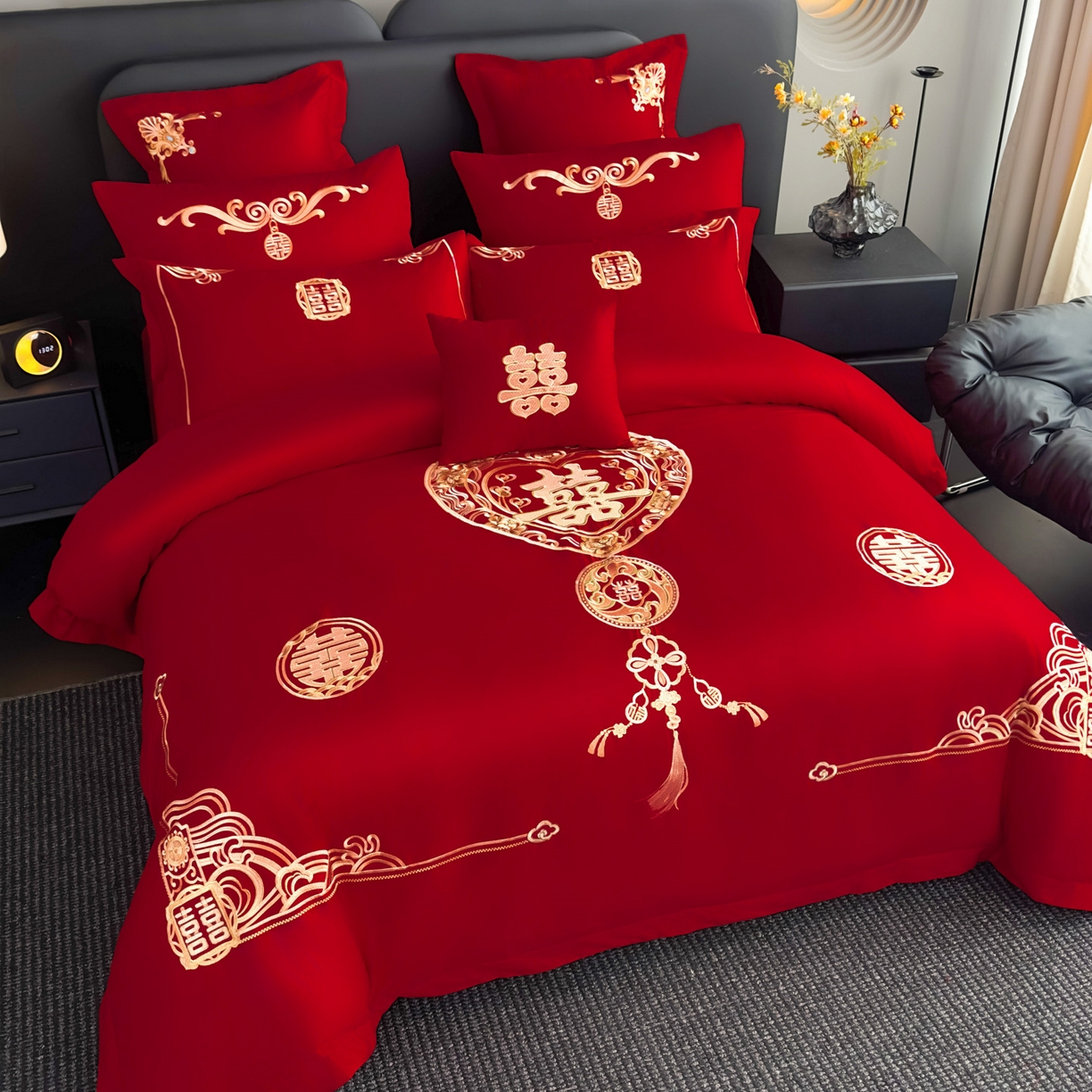 91家纺网 家纺一手货源 找家纺 （总）娇伊诗婚庆 2025新款刺绣工艺全棉婚庆四件套系列