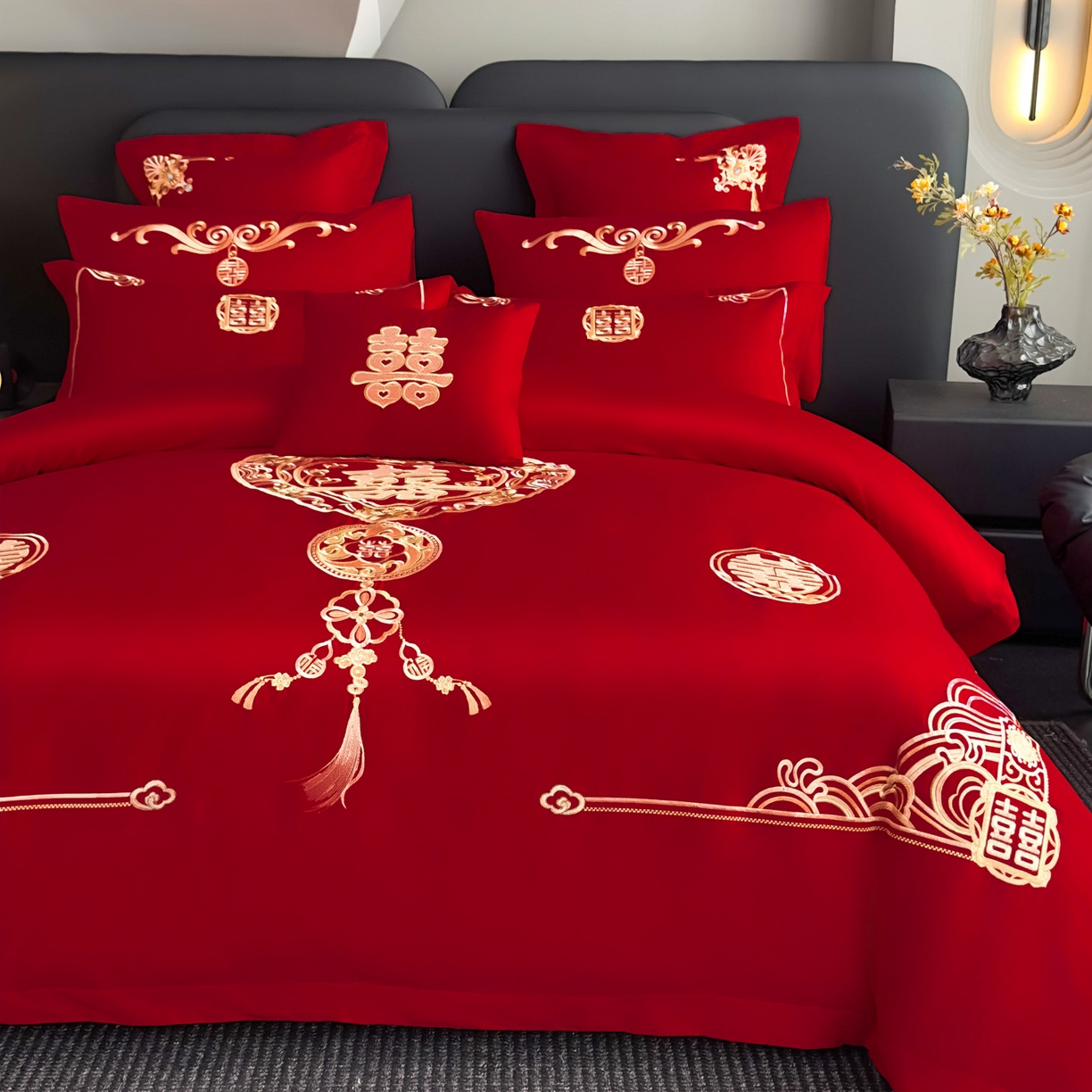 91家纺网 家纺一手货源 找家纺 （总）娇伊诗婚庆 2025新款刺绣工艺全棉婚庆四件套系列